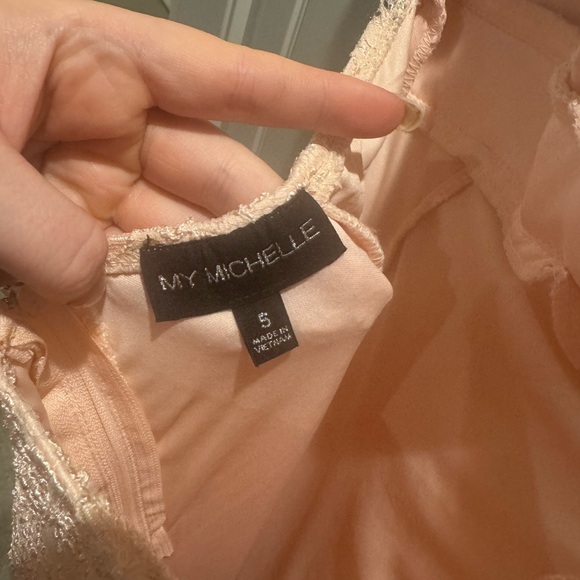 Elegant Pink Lace Halter Dress - Picture 6 of 6